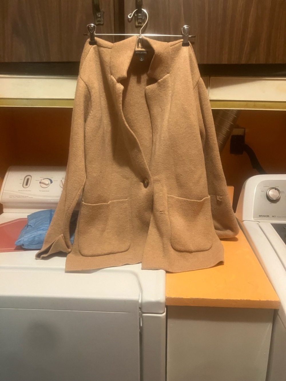 Talbots Women's Camel Knit Blazer Jacket - Soft Open Front